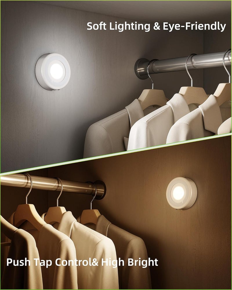 EZVALO LED Puck Lights with Charging Station, Rechargeable Sitck On Tap Lights, Wireless Closet Light, 3 Color Temps, Under Cabinet Lights, 2.5'' Mini Touch Light for Kitchen,Pantry,Shelves(6 Pack) - Image 5